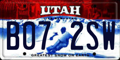 UT license plate B072SW