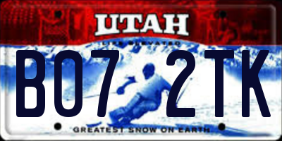 UT license plate B072TK