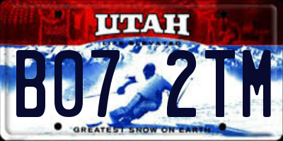 UT license plate B072TM