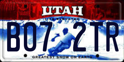 UT license plate B072TR