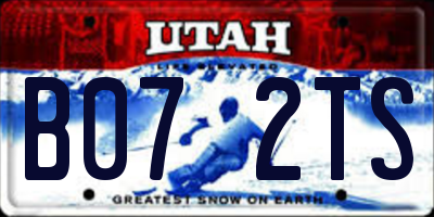 UT license plate B072TS