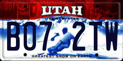 UT license plate B072TW