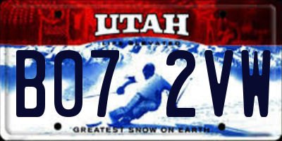 UT license plate B072VW