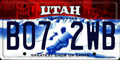 UT license plate B072WB