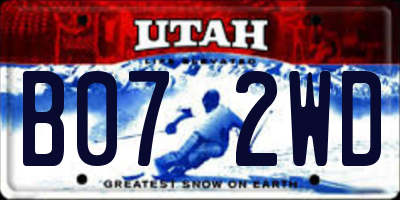 UT license plate B072WD