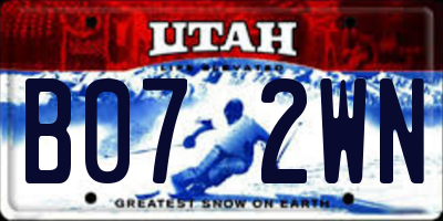 UT license plate B072WN