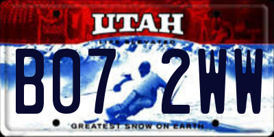 UT license plate B072WW