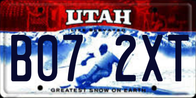 UT license plate B072XT