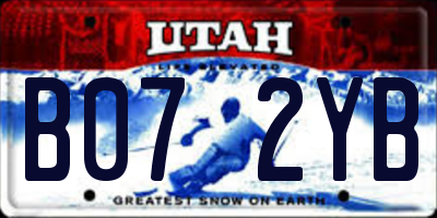 UT license plate B072YB