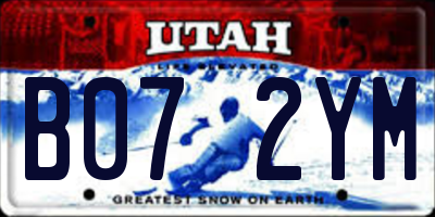 UT license plate B072YM
