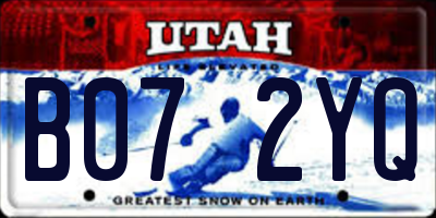 UT license plate B072YQ