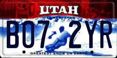UT license plate B072YR