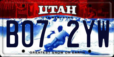 UT license plate B072YW