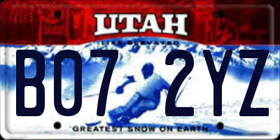 UT license plate B072YZ