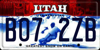 UT license plate B072ZB