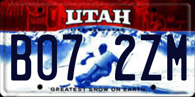 UT license plate B072ZM