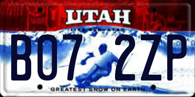 UT license plate B072ZP