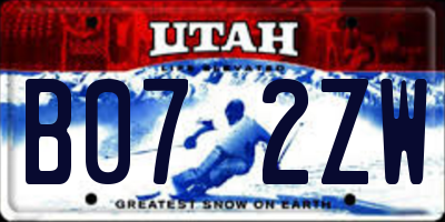 UT license plate B072ZW