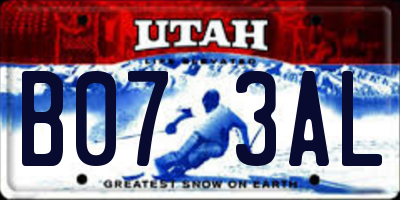 UT license plate B073AL