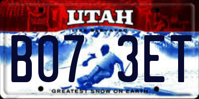 UT license plate B073ET