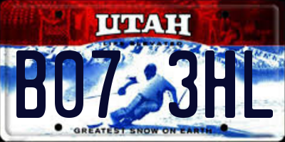 UT license plate B073HL