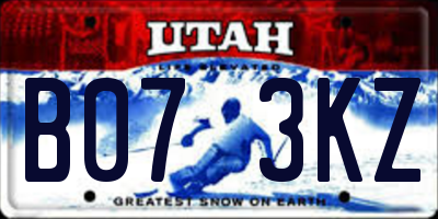 UT license plate B073KZ