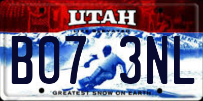 UT license plate B073NL