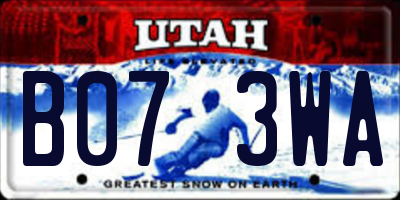 UT license plate B073WA