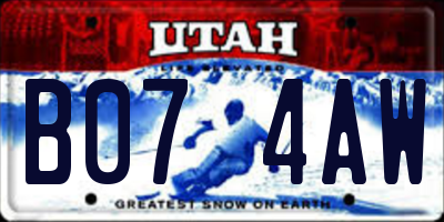 UT license plate B074AW