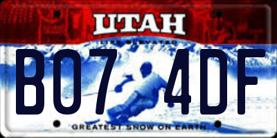 UT license plate B074DF