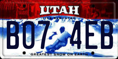 UT license plate B074EB