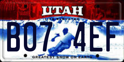 UT license plate B074EF