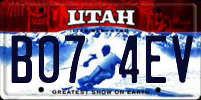 UT license plate B074EV