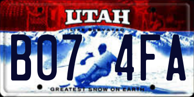 UT license plate B074FA