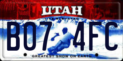 UT license plate B074FC