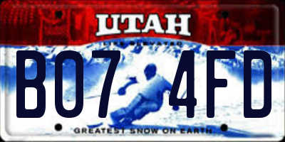 UT license plate B074FD