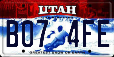 UT license plate B074FE
