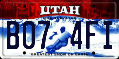 UT license plate B074FI