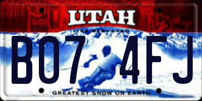 UT license plate B074FJ