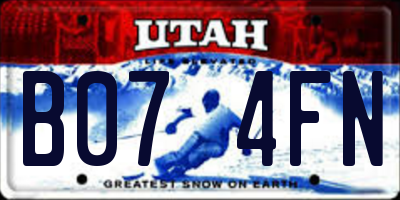 UT license plate B074FN
