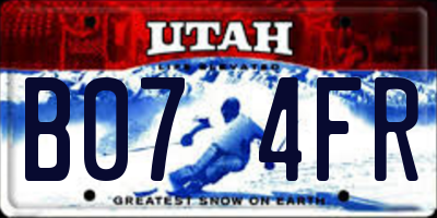 UT license plate B074FR