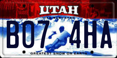 UT license plate B074HA
