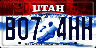 UT license plate B074HH