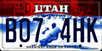 UT license plate B074HK