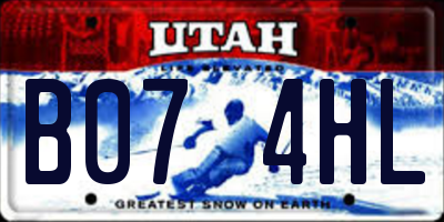 UT license plate B074HL