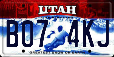 UT license plate B074KJ
