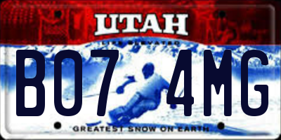 UT license plate B074MG