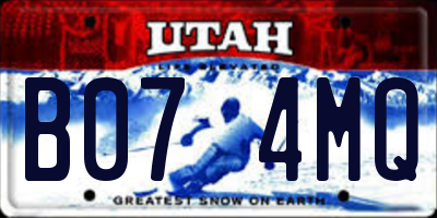 UT license plate B074MQ