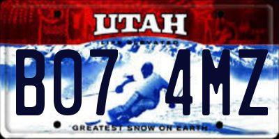 UT license plate B074MZ
