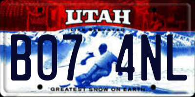 UT license plate B074NL